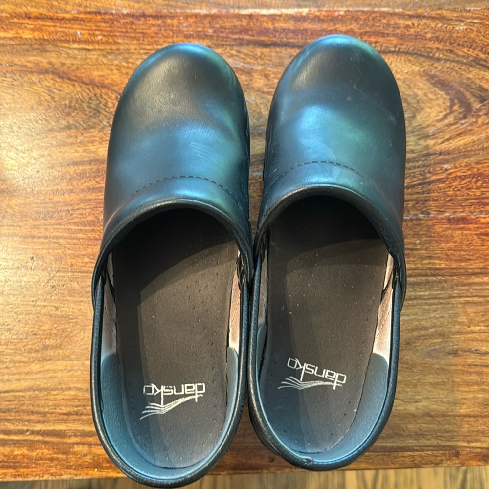 Dansko black leather clogs women size 38